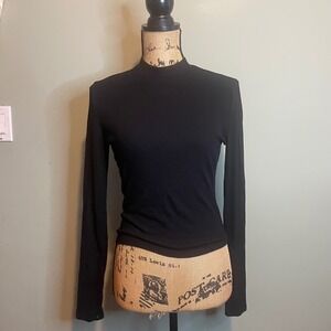 NWOT Popular 21 Womens Mock Neck Academia Professor Cozy Thermal Top Black Large